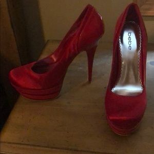 Bebe Red platform heels